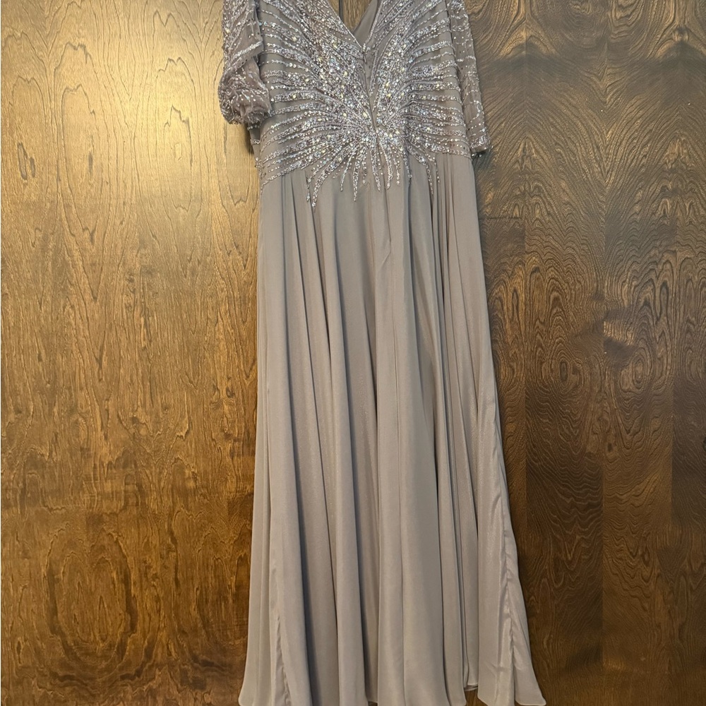 Mon Cheri One Shoulder Gray Dress